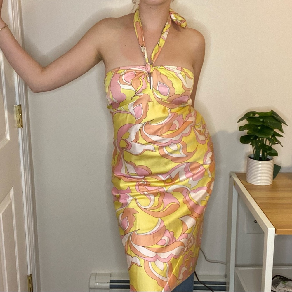 Laundry by Shelli Segal Floral Halter Midi Dress